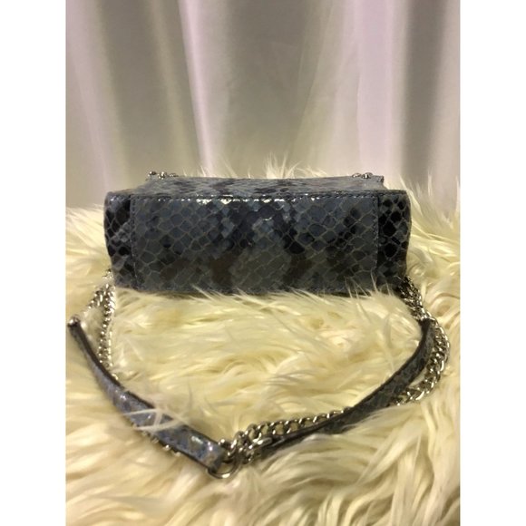 Michael Kors Aquamarine Python Embossed Leather Sloan Studded Shoulder Bag - Picture 5 of 11